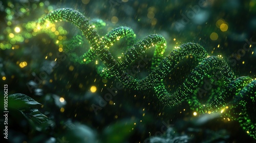 Glowing DNA Helix in Nature.
