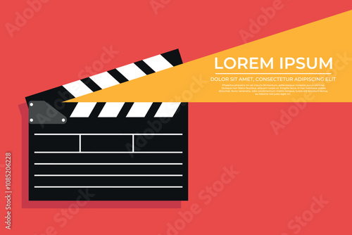 Film festival modern banner template design with clapperboard, film slate. Cinema movie film concept. Vector illustration