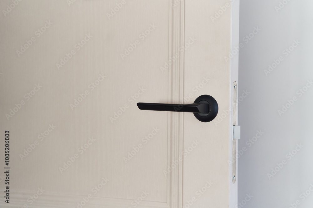 interior door close up with black door handle. High quality photo interior door close up with black door handle. High quality photo