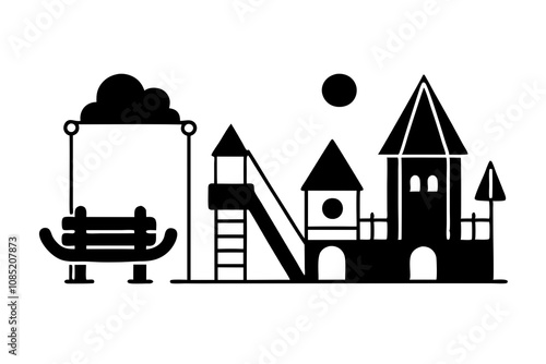 Kid playground icons set  vector icon silhouette illustration