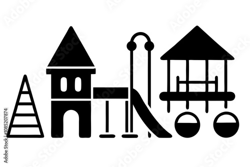 Kid playground icons set  vector icon silhouette illustration
