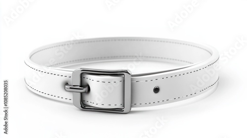 Blank white dog collar with adjustable buckle, clean design, isolated for easy customization