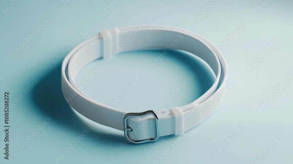 Blank white dog collar with simple plastic buckle, isolated for branding purposes Blank white dog collar with simple plastic buckle, isolated for branding purposes