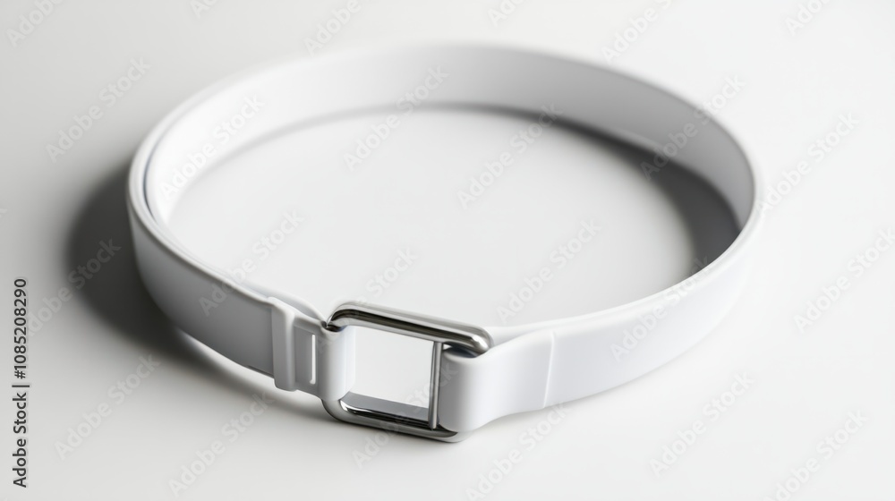 Blank white dog collar with simple plastic buckle, isolated for branding purposes Blank white dog collar with simple plastic buckle, isolated for branding purposes