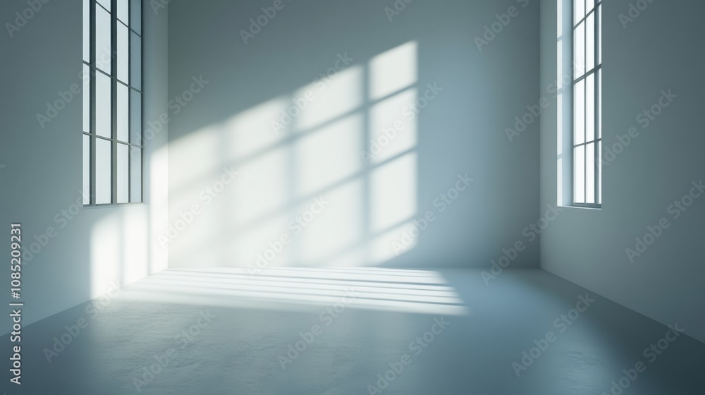 Obraz premium Minimalist white background with soft light effects, realistic texture for a high-quality look