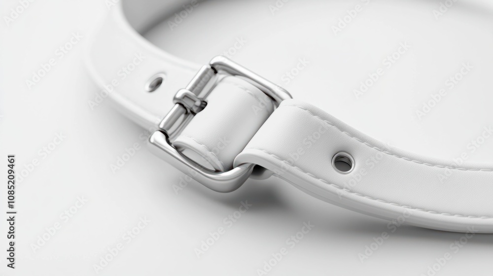 Minimalist white dog collar mockup with plastic buckle, isolated on a white background Minimalist white dog collar mockup with plastic buckle, isolated on a white background