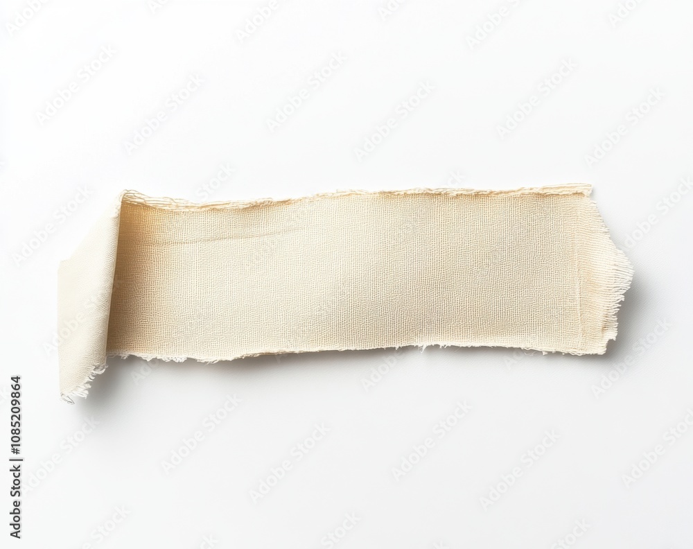 Obraz premium piece of beige paper, ripped at the top edge and on a white background