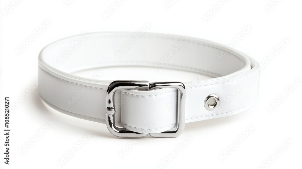 Simple dog collar in white with plastic buckle, clean and isolated on a white background Simple dog collar in white with plastic buckle, clean and isolated on a white background