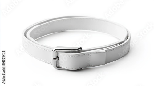 Simple white dog collar with a plastic buckle, isolated on white for product mockup