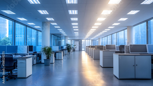 Electrician retrofitting LED systems in old office complexes.
