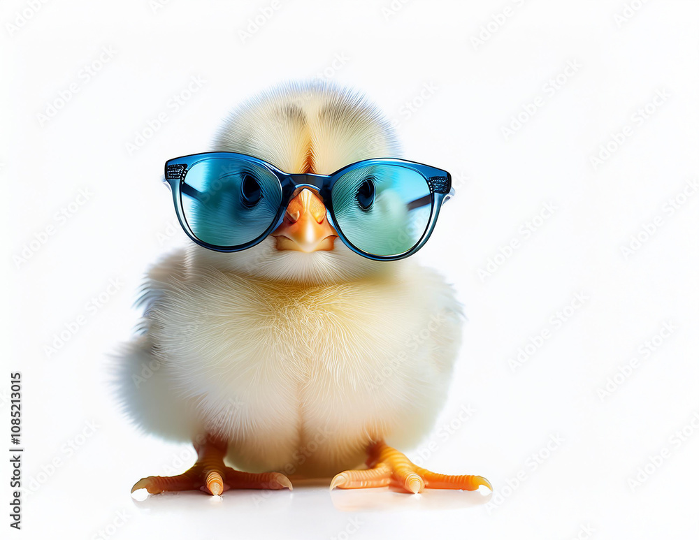 Ein kleines Kücken mit Sonnenbrille