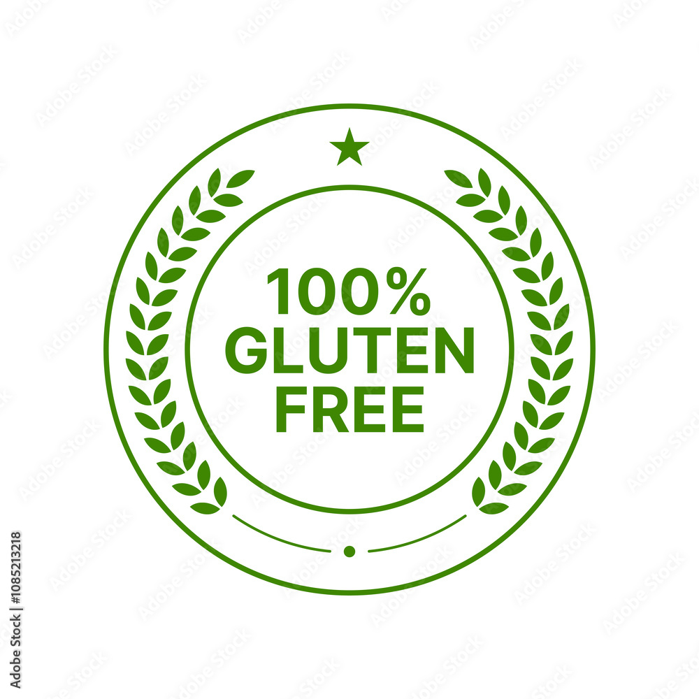 Gluten free label icon design for packaging. Gluten free badge product sticker Gluten free label icon design for packaging. Gluten free badge product sticker