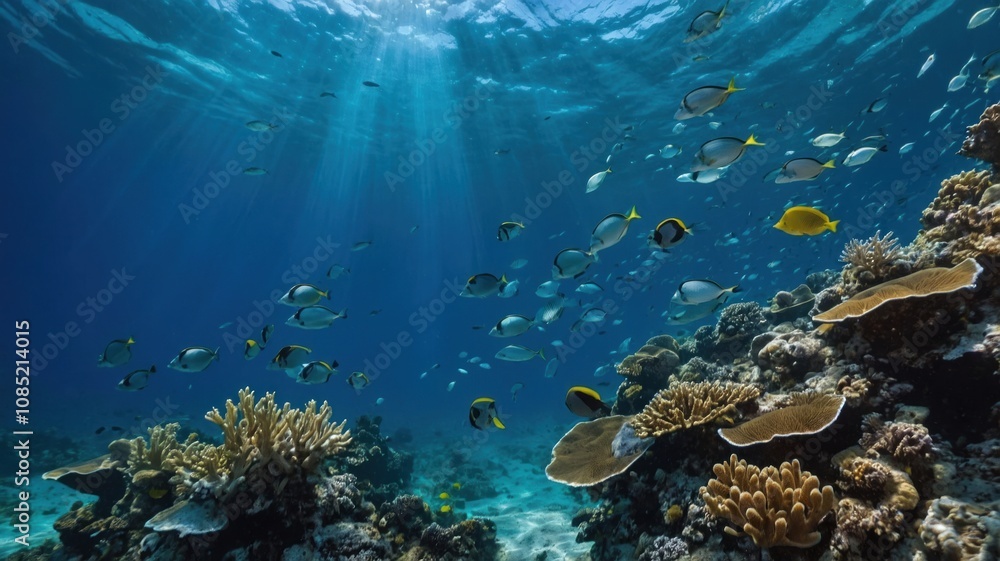 Naklejka premium underwater blue background in sea generate ai