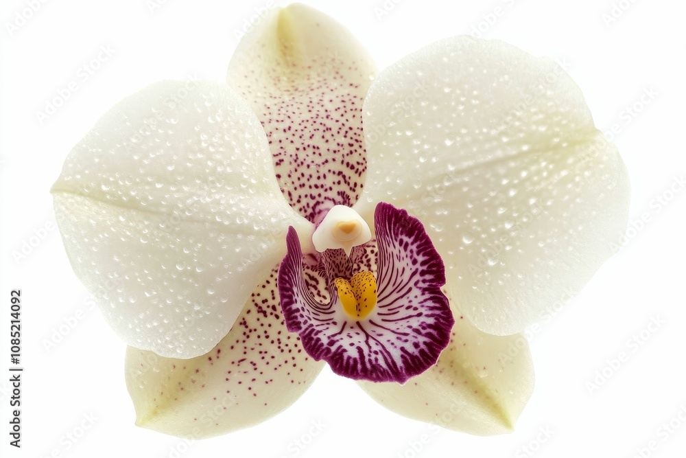 White orchid with purple and yellow spots. White orchid with purple and yellow spots.