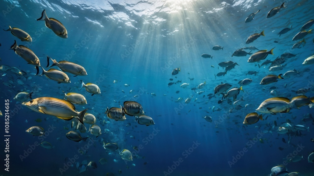 Naklejka premium underwater blue background in sea generate ai