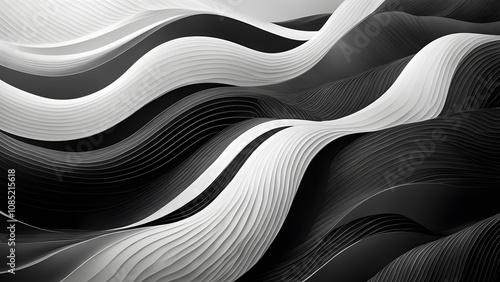 A black and white image of a wave with a white stripe