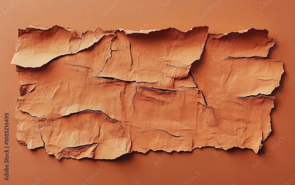 Naklejka premium piece of terracotta-colored paper with torn edges on the right side