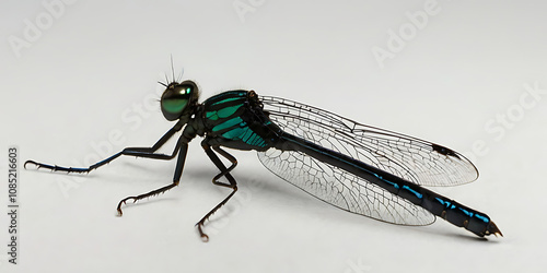Exotic dragonfly with unique and beautiful features on a white background. Crated With Generative AI