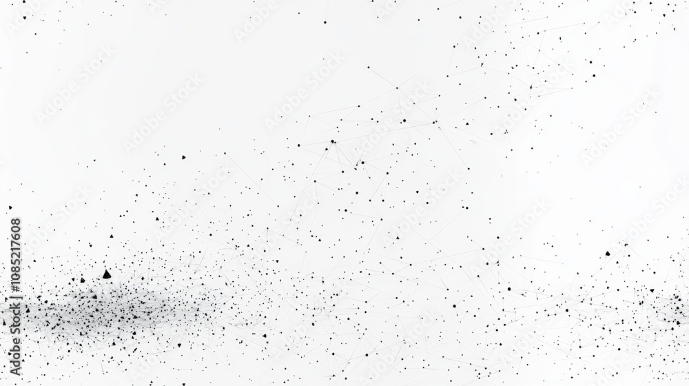 Abstract Monochrome Digital Backdrop with Floating Geometric Particles and Fractal Patterns Abstract Monochrome Digital Backdrop with Floating Geometric Particles and Fractal Patterns