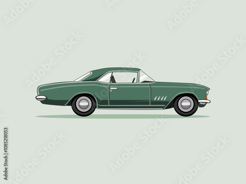 Classic Green Car Vector Illustration Isolated. Vintage Car Vector. Illustration of Classic Car.