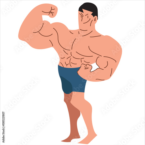 A man stands and takes off his shirt to show off his muscles.