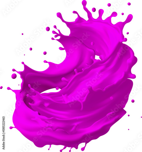 Purple grape juice splash vector berry water drop. Beetroot or blackberry violet sweet juicy streamVector Splash of thick purple liquid Mesh gradient wes used