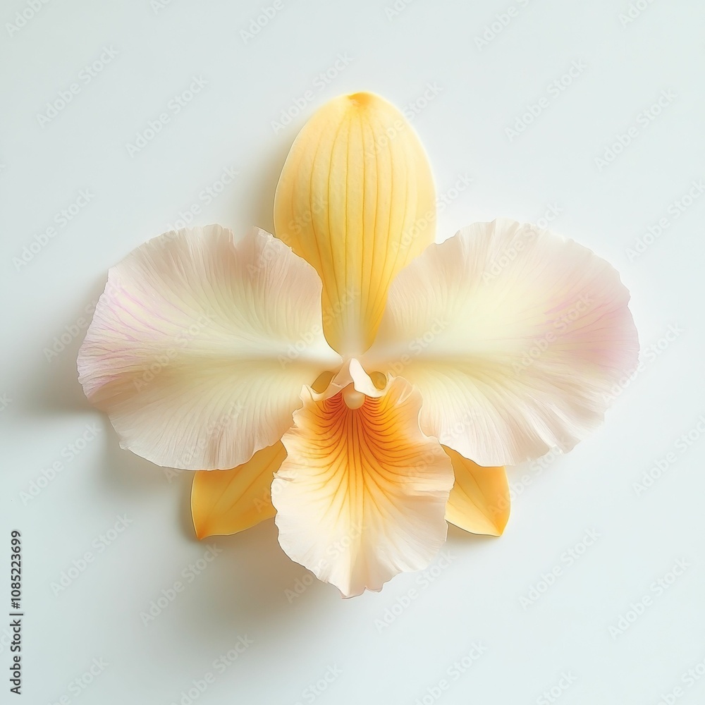Pale yellow orchid, delicate petals, soft light. Pale yellow orchid, delicate petals, soft light.