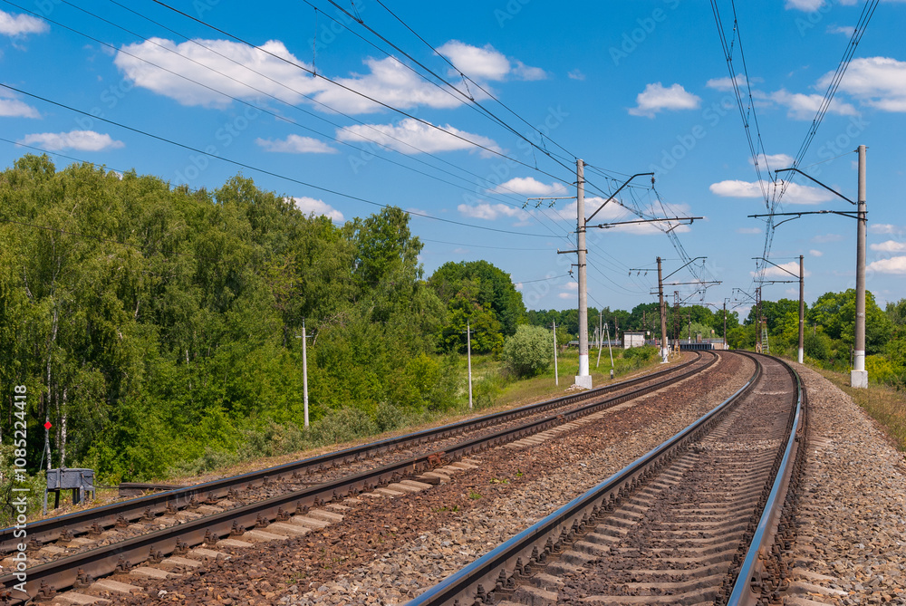Summer Russian Railway. Rails and sleepers. Summer Russian Railway. Rails and sleepers.