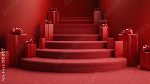 Red gift e-commerce promotion space scene