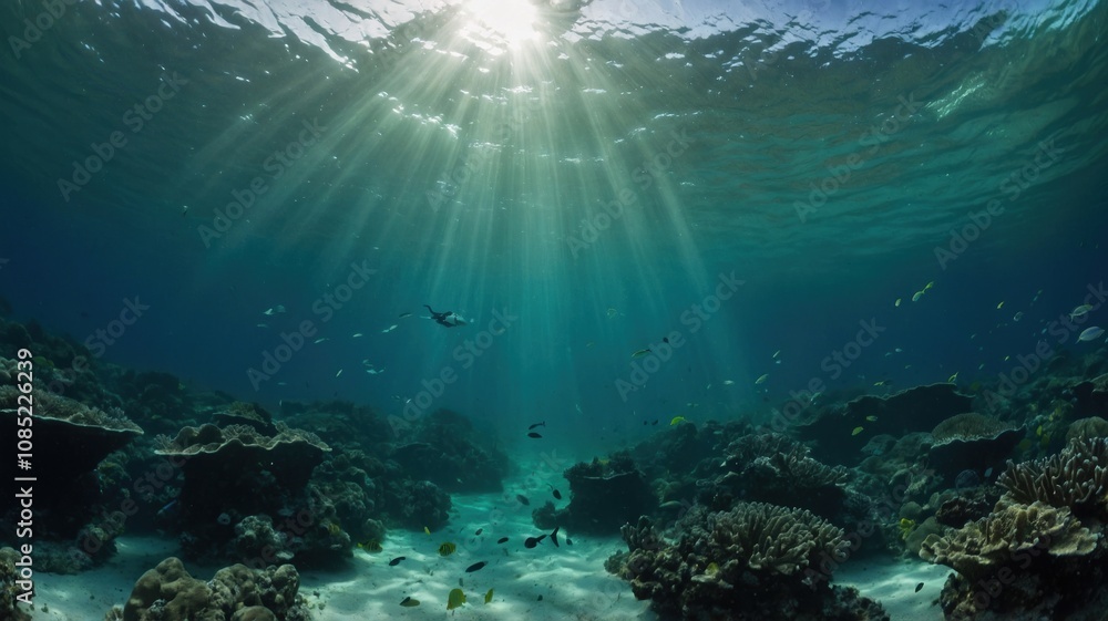 underwater green empty background in sea generate ai underwater green empty background in sea generate ai