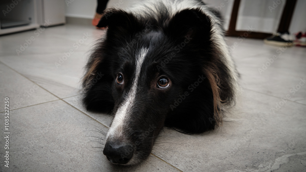 Foto scattata ad un cucciolo di border collie.