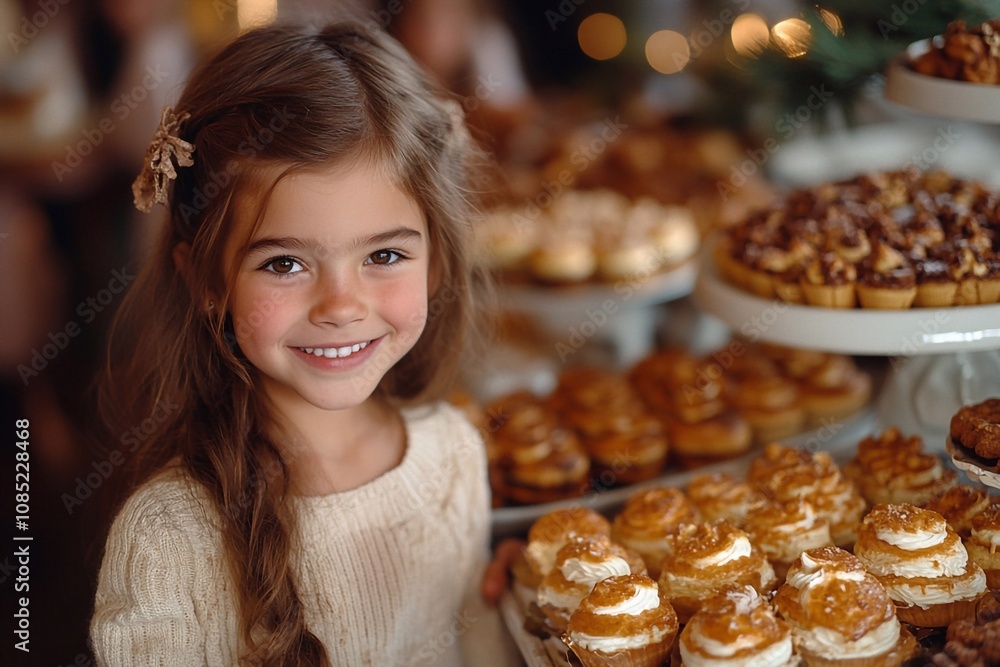 A winter fair where children hold delicious cookies on a tray. Everyone around is full of festive emotions, and snow covers the ground, creating a fabulous winter atmosphere. A winter fair where children hold delicious cookies on a tray. Everyone around is full of festive emotions, and snow covers the ground, creating a fabulous winter atmosphere.