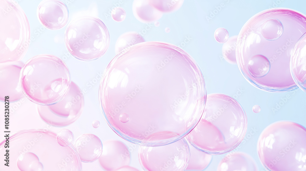 Pink soap bubbles of different sizes Pink soap bubbles of different sizes
