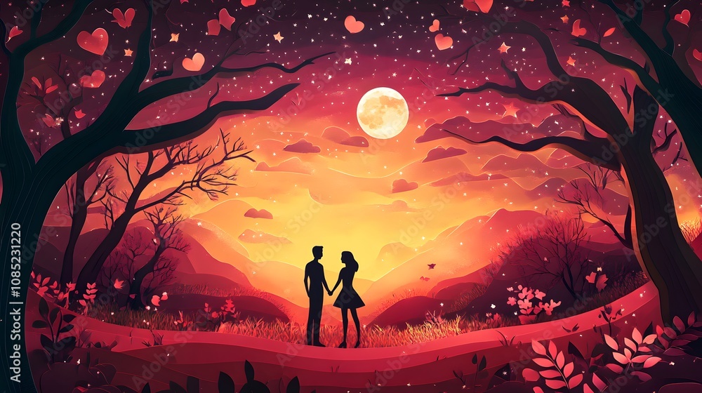 Naklejka premium Happy couple enjoy valentine's day, romantic relationship, valentine background