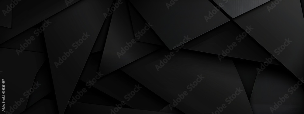 Abstract minimalist wallpaper with intricate geometric shapes on black background. Ideal for modern design and banner templates with copy space in the center for text.