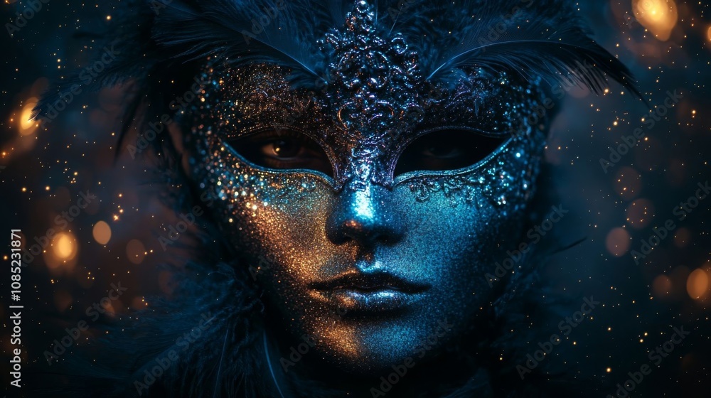 A closeup of an elegant mask. A closeup of an elegant mask.