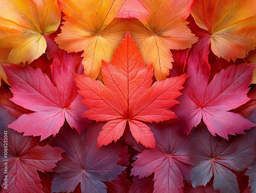 a vibrant red and yellow maple leaf against a dark red background. The leaf's center is a darker shade of red, creating a striking contrast. a vibrant red and yellow maple leaf against a dark red background. The leaf's center is a darker shade of red, creating a striking contrast.