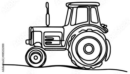 one line drawing tractor farm vehicle vector illustration template design