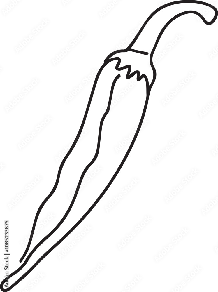 Continuous one line drawing of fresh chilly pepper icon in silhouette on a white background. Linear stylized, Minimalist. Continuous one line drawing of fresh chilly pepper icon in silhouette on a white background. Linear stylized, Minimalist.