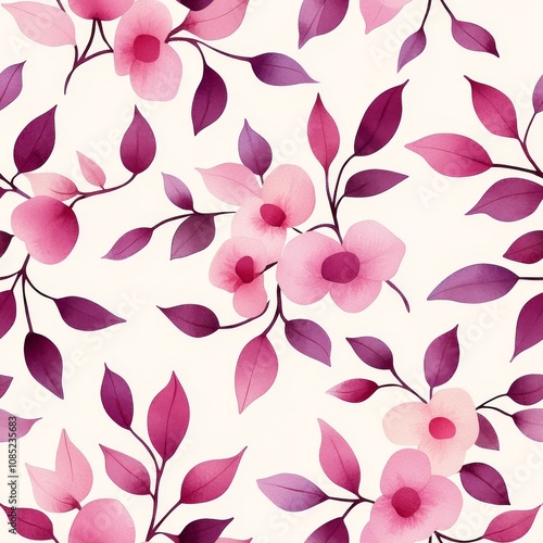 Soft Watercolor Floral in Pink and Purple Hues