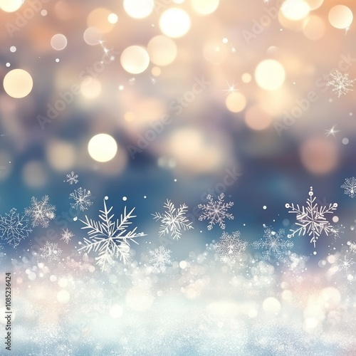 Winter Elegance: Snowflakes and Bokeh Lights on Luxurious Gradient Background