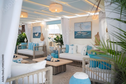 Serene Coastal Living: Nautical-Inspired Marine-Style Interior Design with Natural Elements photo