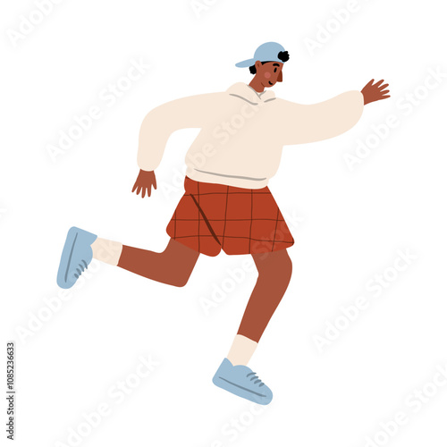 Cute vector illustration of black man, diverse character in everyday urban scenes. People walking dogs, using wheelchair, pushing stroller. individuals of various ages and ethnicities.