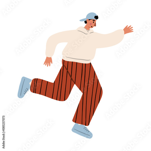 Cute vector illustration of muslim man, diverse character in everyday urban scenes. People walking dogs, using wheelchair, pushing stroller. individuals of various ages and ethnicities.