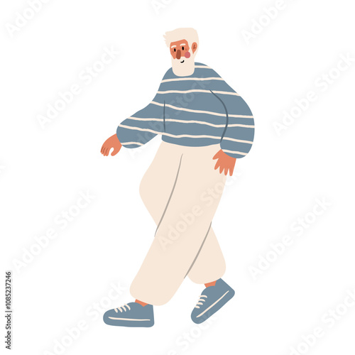 Cute vector illustration of muslim man, diverse character in everyday urban scenes. People walking dogs, using wheelchair, pushing stroller. individuals of various ages and ethnicities.