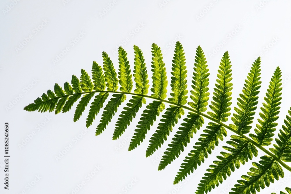 Elegant Green Fern Leaf Against a Light Background