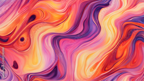 A colorful abstract painting with a wave pattern