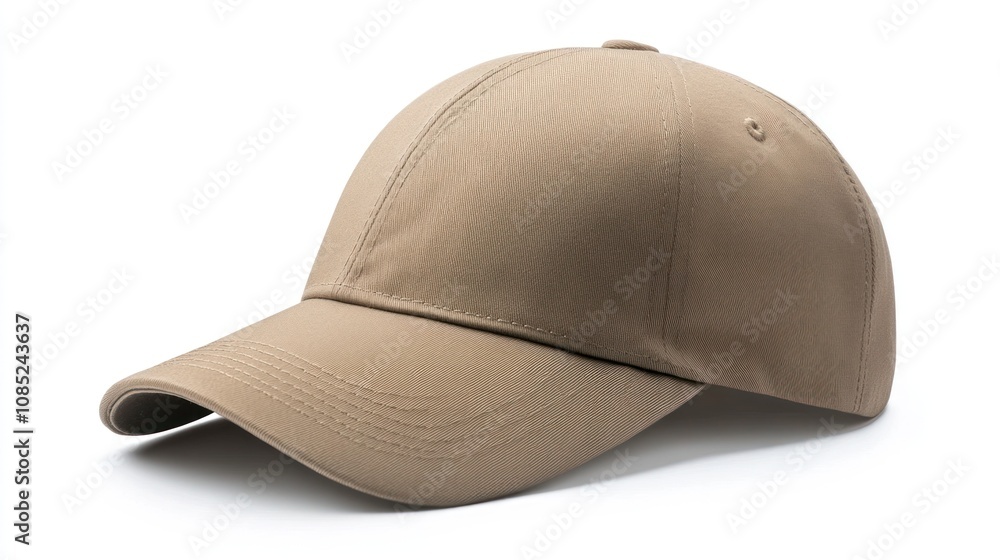 Fototapeta premium Beige Baseball Cap Isolated On White Background