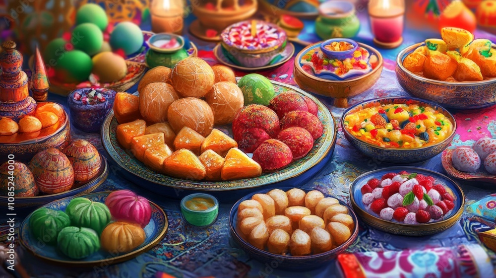 Colorful Sweets Platter on a White Background Colorful Sweets Platter on a White Background