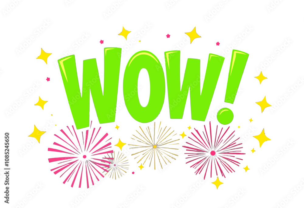 Obraz premium Comic Book Wow! Exclamation with Fireworks